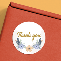 برچسب تشکر آماده طرح گل نارنجی