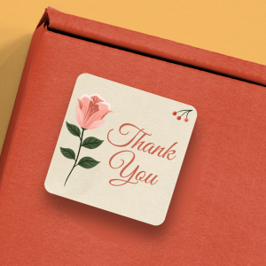 لیبل تشکر طرح گل رز