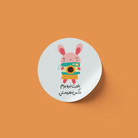 برچسب فانتزی خرگوش صورتی - لیبل براق ۶۶ عددی