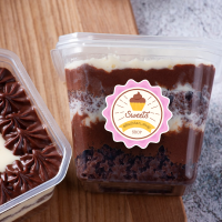 لیبل آماده طرح شیرینی صورتی