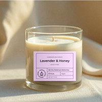 برچسب آماده شمع طرح لوندر و عسل